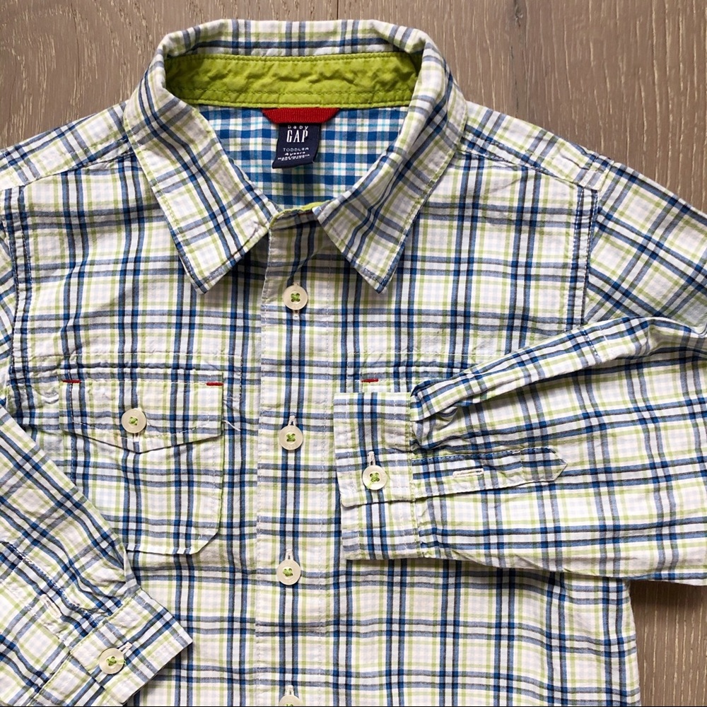 GAP 4T Plaid/Gingham Button Up Dress Shirt EUC